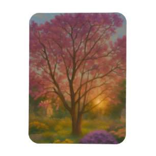 Magnet Flexible Fleur d'or - Peinture de jardin couché de soleil