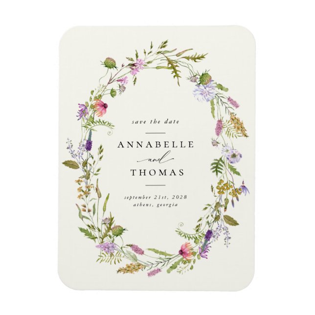 Magnet Flexible Fleur sauvage Garden Wreath Wedding Enregistrer la (Vertical)