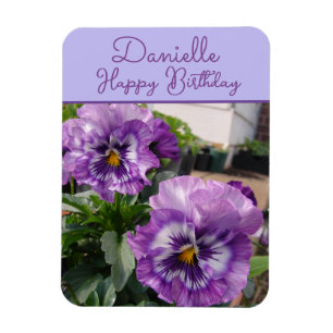 Magnet Flexible Fleur violette de pensée Nom de fille florale Anni