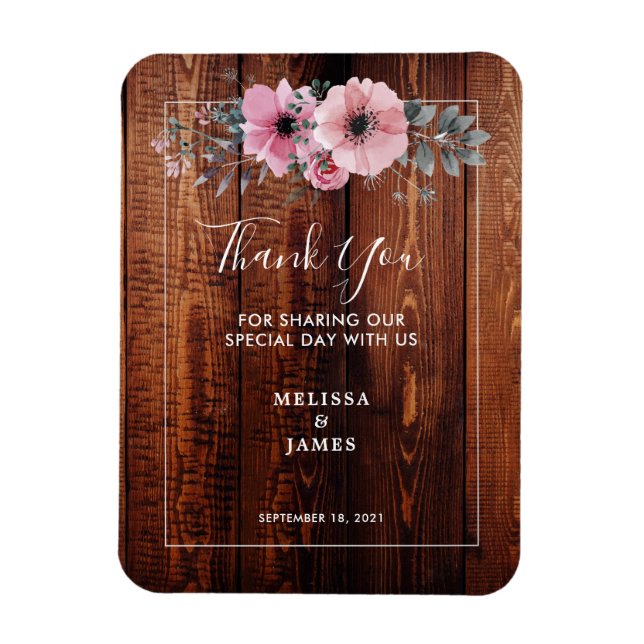 Magnet Flexible Fleurs d'aquarelle sur Merci en bois de grange mar (Vertical)