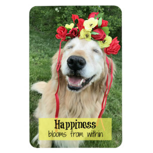 Magnet Flexible Fleurs de bonheur de golden retriever de