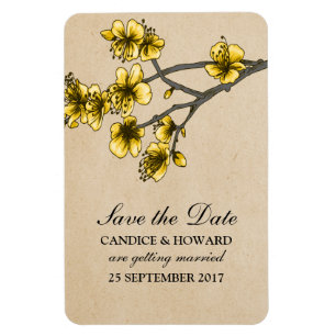 Magnet Flexible Fleurs de cerises Vintages jaunes Enregistrer la d