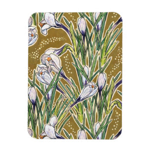 Magnet Flexible Fleurs de Crocus Printemps Floral Motif d'art bota