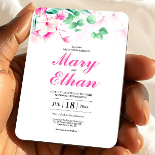 Magnet Flexible Fleurs de Magnolia rose Mariage Invitation naturel