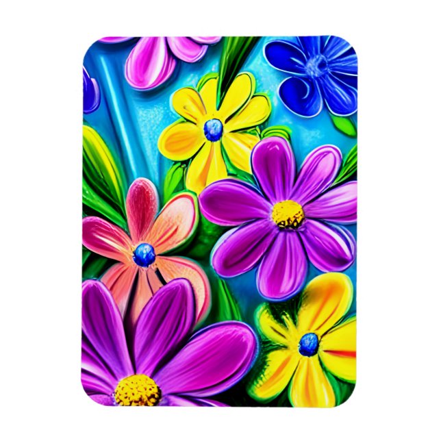 Magnet Flexible Fleurs de marguerite colorées (Vertical)