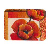 Fleurs de pavot sur Tan et Arrière - plan orange