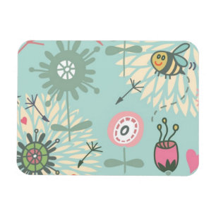 Magnet Flexible Fleurs de printemps et abeilles illustrées