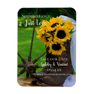 Magnet Flexible Fleurs de soleil et Bottes rustiques Mariage Sauve
