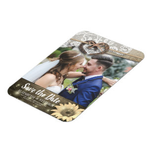 Magnet Flexible Fleurs de Soleil Mariage Enregistrer La Date Photo