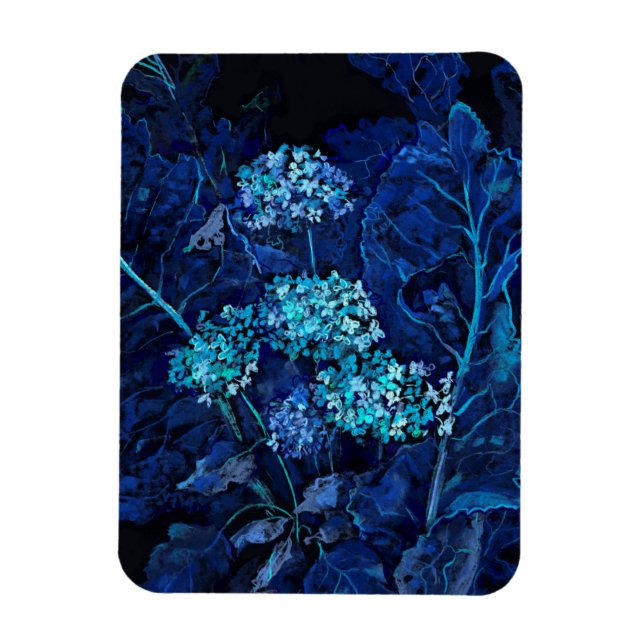 Magnet Flexible Fleurs d'Hydrangea Peinture florale de raifort ble (Vertical)