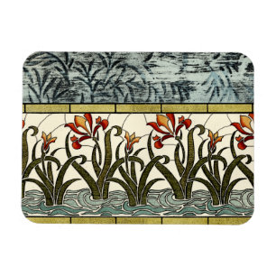 Magnet Flexible Fleurs en verre tendu avec bordure en tan