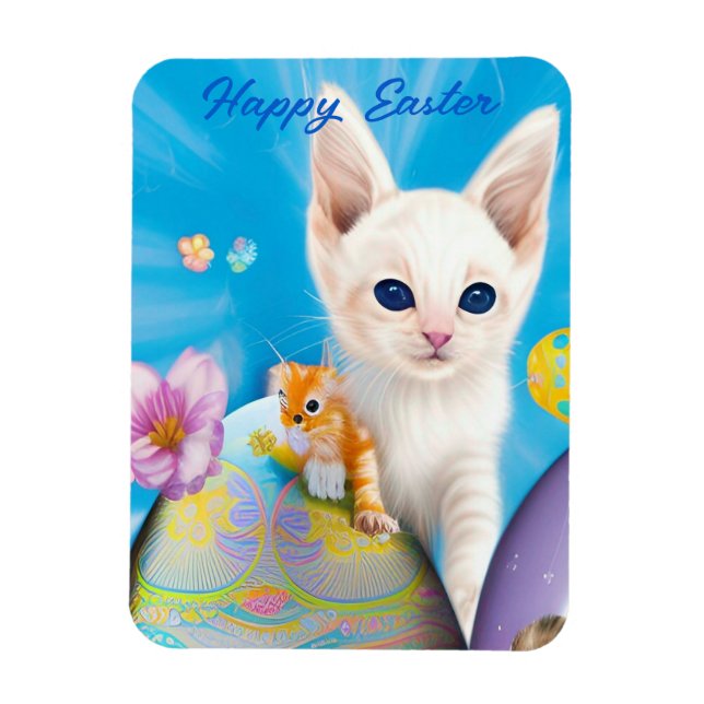 Magnet Flexible Fleurs et oeufs de chaton de Pâques (Vertical)