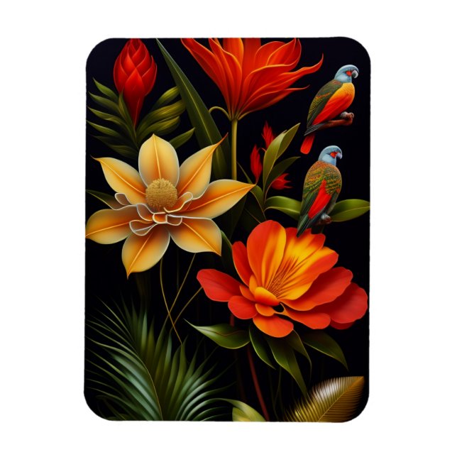 Magnet Flexible Fleurs et oiseaux tropicaux | Moderne Haeckel (Vertical)