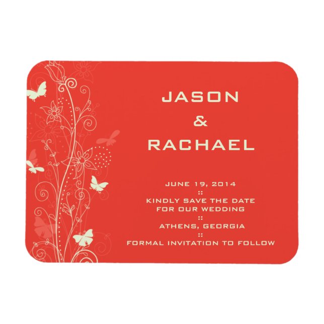 Magnet Flexible Fleurs et papillons délicats sauvent la date magn (Horizontal)