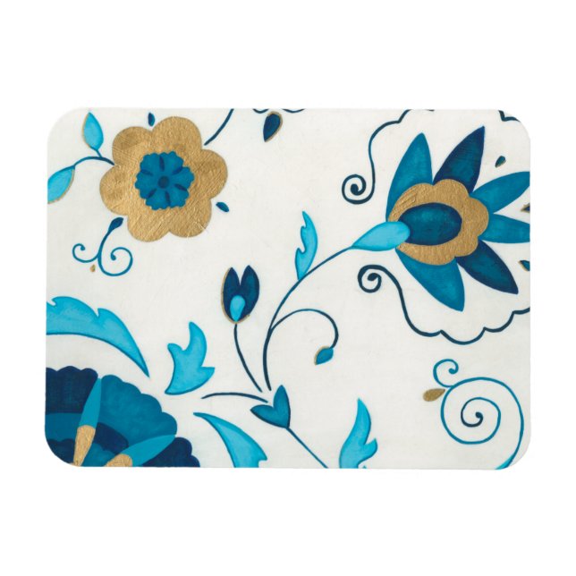 Magnet Flexible Fleurs Indigo dorées avec Arrière - plan blanc (Horizontal)