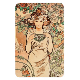 Magnet Flexible Fleurs - la Rose par Alphonse Mucha