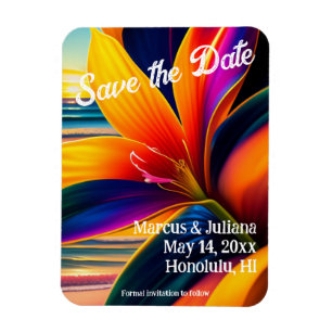 Magnet Flexible Fleurs paradisiaques tropicales Sauvez la date