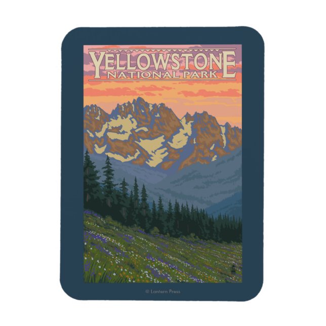 Magnet Flexible Fleurs printanières - Parc national de Yellowstone (Vertical)