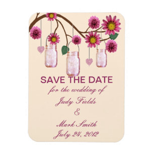 Magnet Flexible Fleurs Roses Bocaux Mason Enregistrer La Date Magn