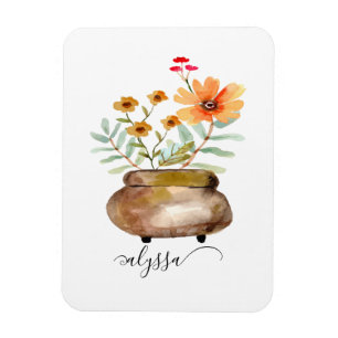 Magnet Flexible Fleurs roses roses rouillées Nom du script tendanc
