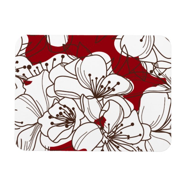 Magnet Flexible Fleurs sauvages blanches dessinées à la main sur r (Horizontal)