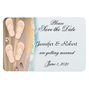 Magnet Flexible Flip Flops on the Beach Wedding Enregistrer la dat