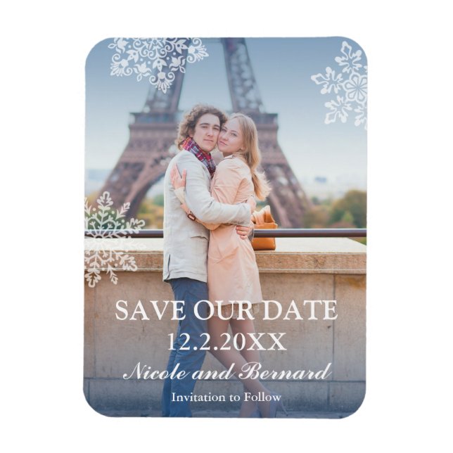 Magnet Flexible Floating Snowflakes Winter Photo Enregistrer la da (Vertical)
