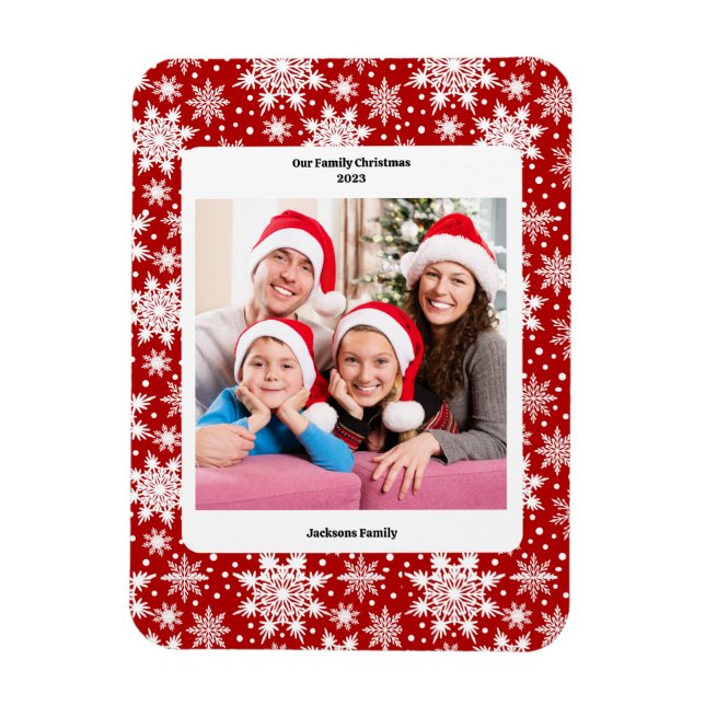 Magnet Flexible Flocon de neige rouge et blanc de Noël photo motif (Vertical)