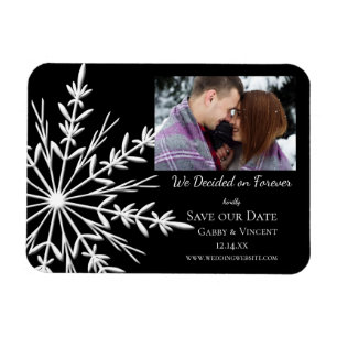 Magnet Flexible Flocon de neige sur un mariage d'hiver noir Sauvez