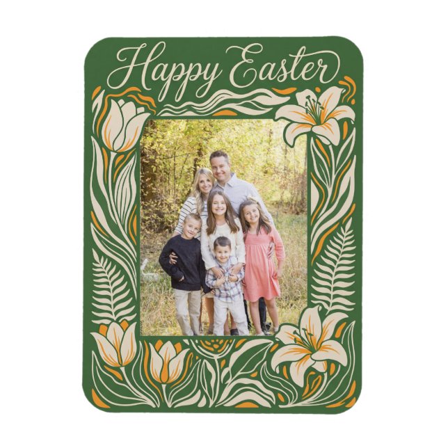 Magnet Flexible  Floral Easter Personalized Lily & Daffodil (Vertical)
