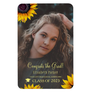Magnet Flexible Floral élégant script or grad graduation photo