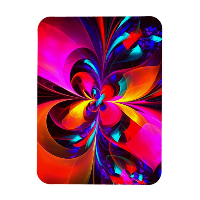 Magnet Flexible Floral moderne Art Abstrait Rouge Bleu Motif #07 (Vertical)