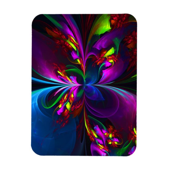 Magnet Flexible Floral moderne Art Abstrait Rouge Bleu Motif #15 (Vertical)