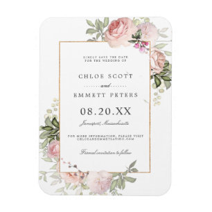 Magnet Flexible Floral rose vif Enregistrer la date