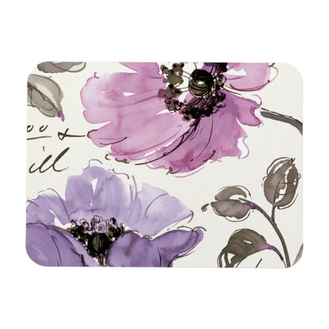 Magnet Flexible Floral Valse Plum Aquarelle Fleurs (Horizontal)