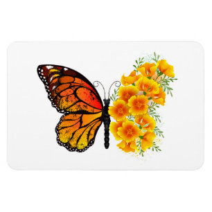 Magnet Flexible Flower Butterfly with Yellow California Poppy