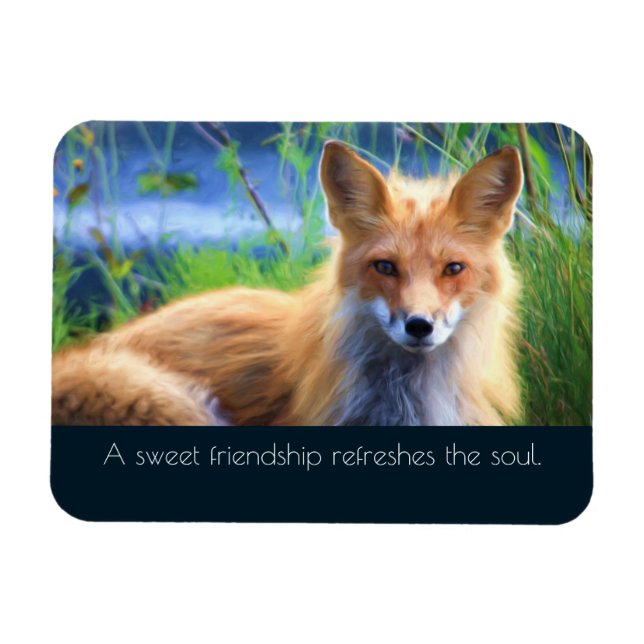 Magnet Flexible Fluffy Red Fox avec soumission d'amitié (Horizontal)