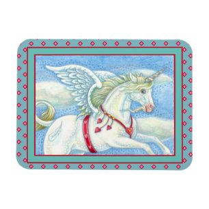MAGNET FLEXIBLE FLYING HEARTS LICORN BLANC, PEGASUS FANTAISIE