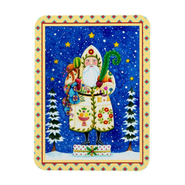 MAGNET FLEXIBLE FOLK ART BALTIMORE QUILT PÈRE NOËL VACANCES (Vertical)
