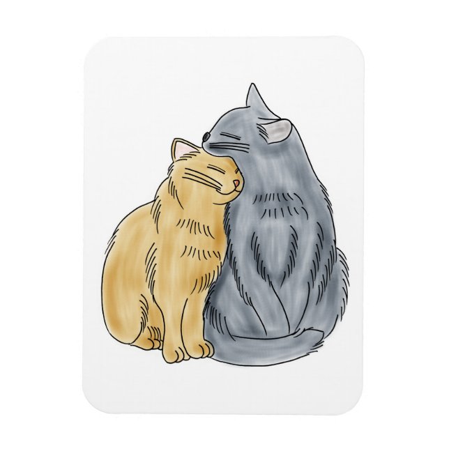 Magnet Flexible FooFooCat : Embrasser les chats amoureux (Vertical)