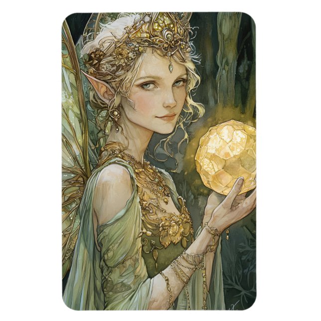 Magnet Flexible Forêt Enchantée Elfée Vierge au Cristal (Vertical)