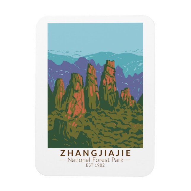 Magnet Flexible Forêt nationale de Zhangjiajie Chine Voyage Art Re (Vertical)