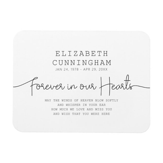 Magnet Flexible Forever In Our Hearts Memorial Simple Citation Mod (Horizontal)