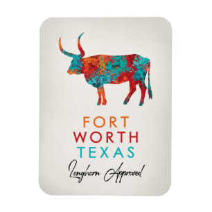Magnet Flexible Fort Worth le Texas Longhorn coloré