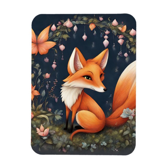 Magnet Flexible Fox en fleurs (Vertical)
