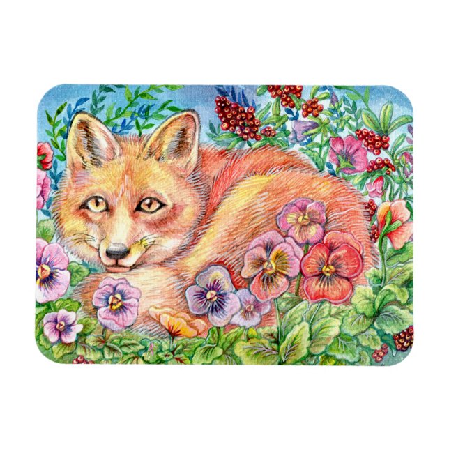 Magnet Flexible Fox et Pansies (Horizontal)