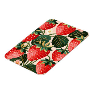 Magnet Flexible Fraisier botanique vintage d'été folk