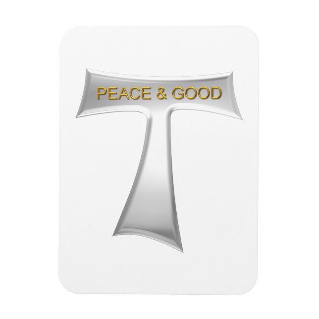 Magnet Flexible Franciscan Tau Cross Paix et bon argent et or (Vertical)