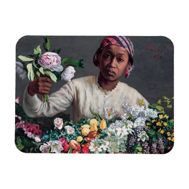 Magnet Flexible Frédéric Bazille - Jeune femme aux pivoines (Horizontal)