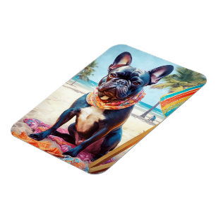 Magnet Flexible French Bulldog sur la plage, cadeau d'été pour amo